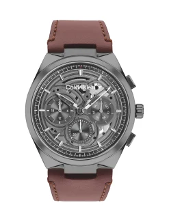 Multifunctioneel skeleton horloge met leren band