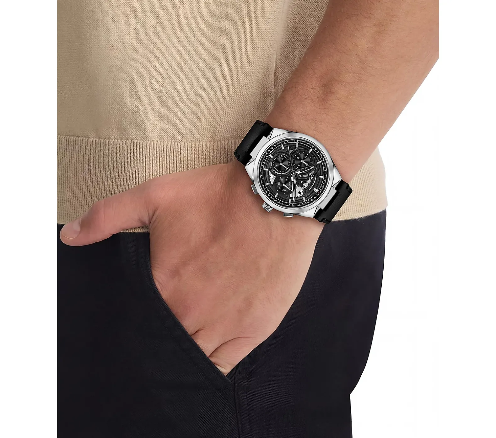 Multifunctioneel skeleton horloge met leren band