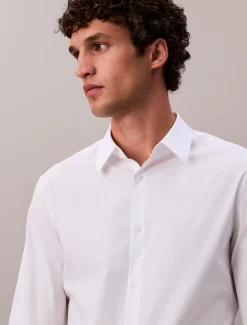 Nauwsluitend button-down overhemd van stretchkatoen