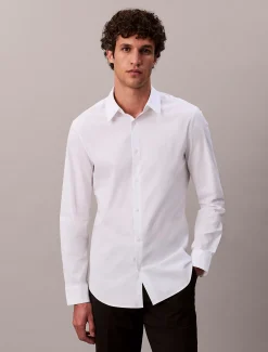Nauwsluitend button-down overhemd van stretchkatoen