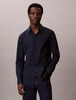 Nauwsluitend button-down overhemd van stretchkatoen