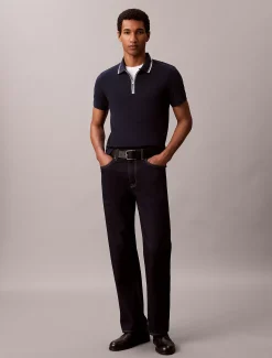 Nauwsluitend katoenen poloshirt met rits