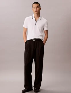 Nauwsluitend katoenen poloshirt met rits