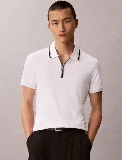 Nauwsluitend katoenen poloshirt met rits