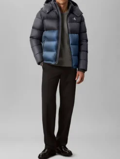 Nylon pufferjack met colourblock