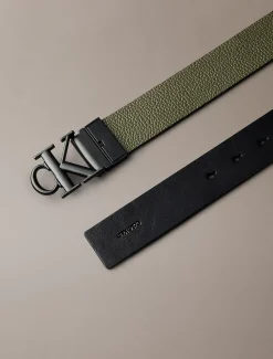 Omkeerbare leren monogram logo riem