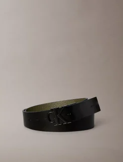 Omkeerbare leren monogram logo riem