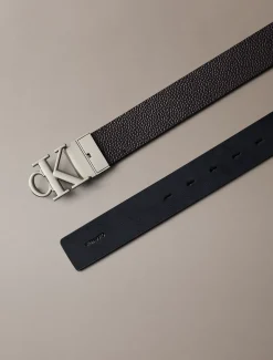 Omkeerbare leren monogram logo riem