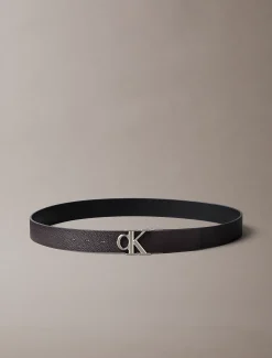 Omkeerbare leren monogram logo riem
