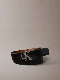 Omkeerbare leren monogram logo riem