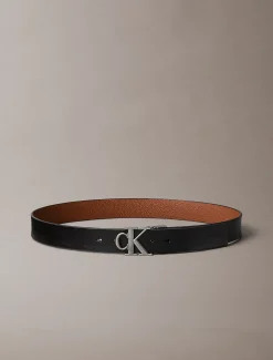 Omkeerbare leren monogram logo riem
