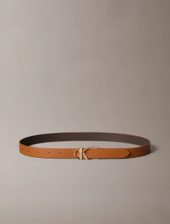 Omkeerbare riem met logo van grof leer