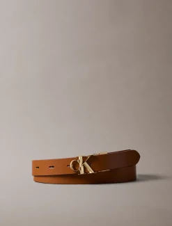 Omkeerbare riem met logo van grof leer