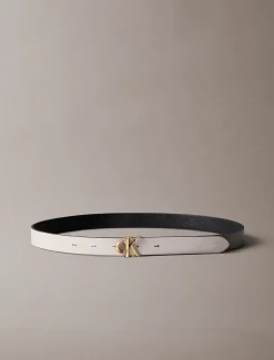 Omkeerbare riem met logo van grof leer