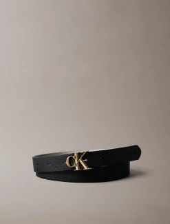 Omkeerbare riem met logo van grof leer