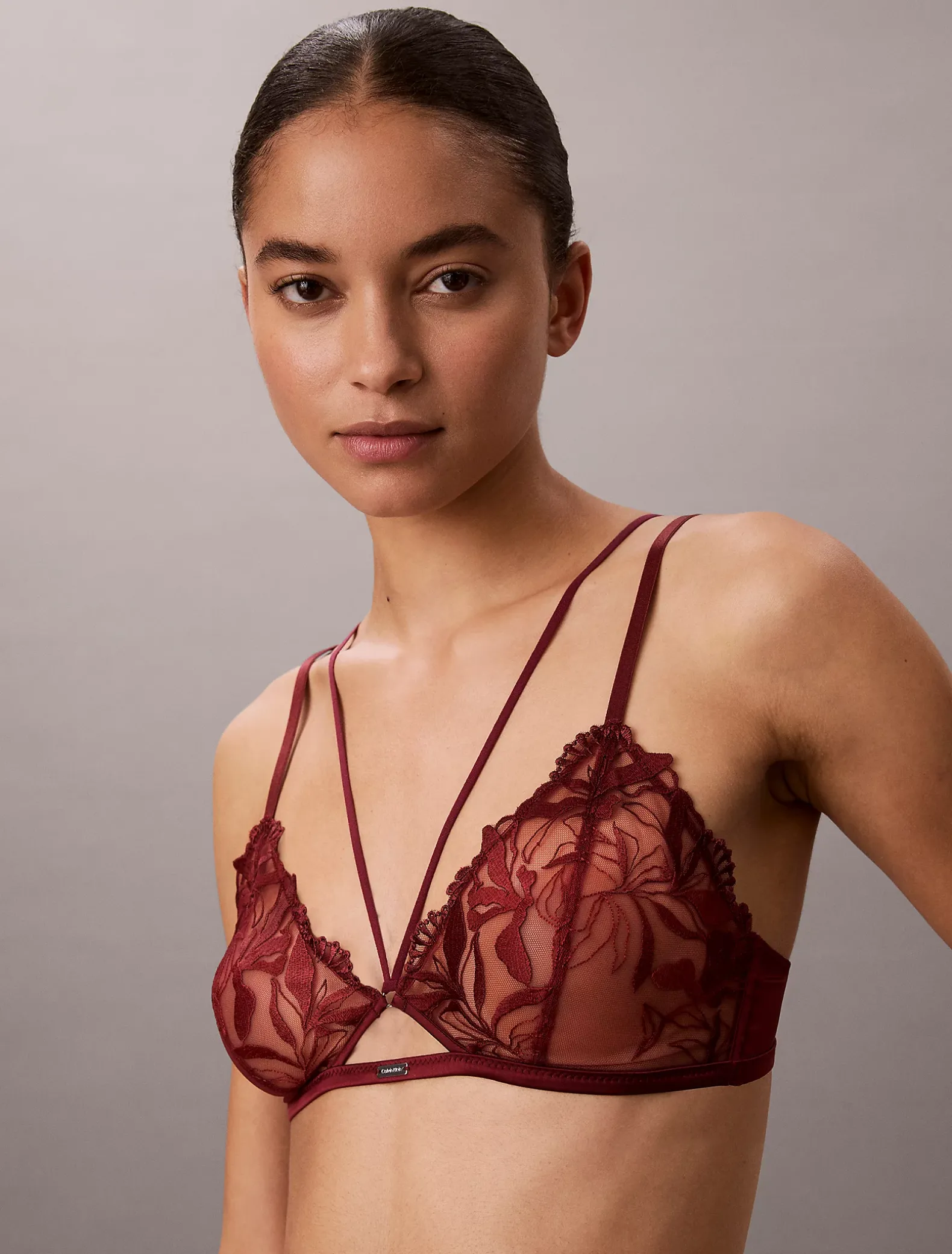 Ongevoerde driehoekige beha - CK Black Lace Floral