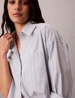 Ontspannen button-down pyjamahemd - Icon Cotton Poplin
