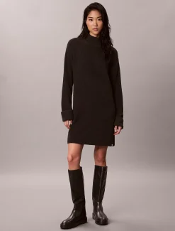 Ontspannen mini-jurk met ribbelpatroon
