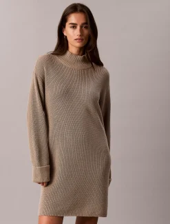 Ontspannen mini-jurk met ribbelpatroon