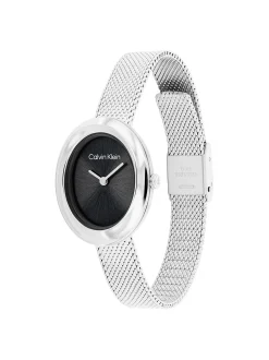 Ovaal horloge met gedraaide bezel en mesh