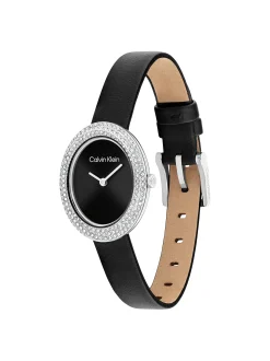 Ovaal horloge met kristal en leren band