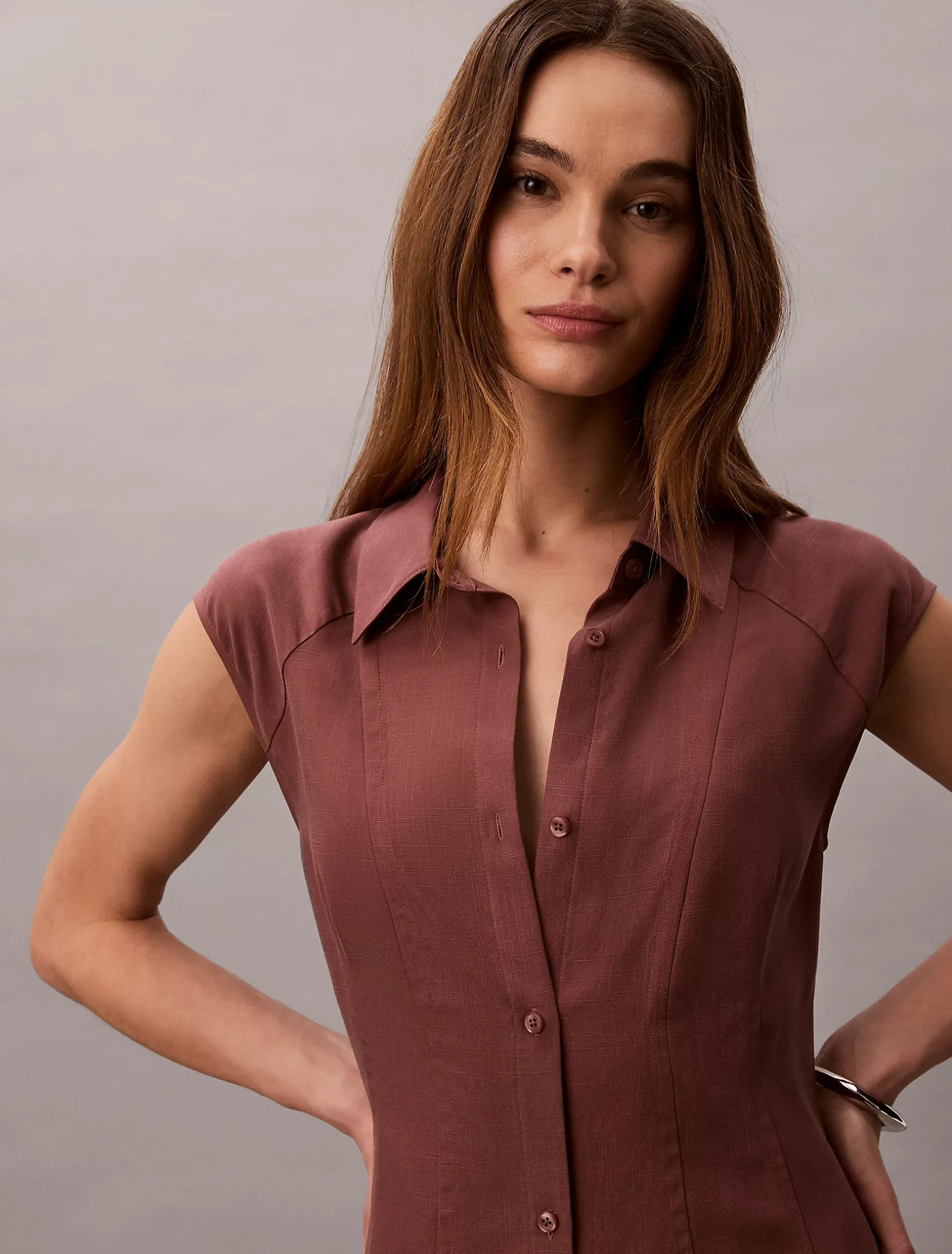 Overhemdjurk van zacht lyocell linnen
