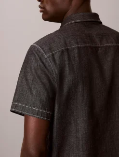 Overhemd met korte mouwen van chambray katoen