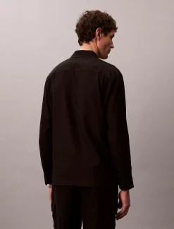 Overhemd van een effen linnenmix met klassieke pasvorm