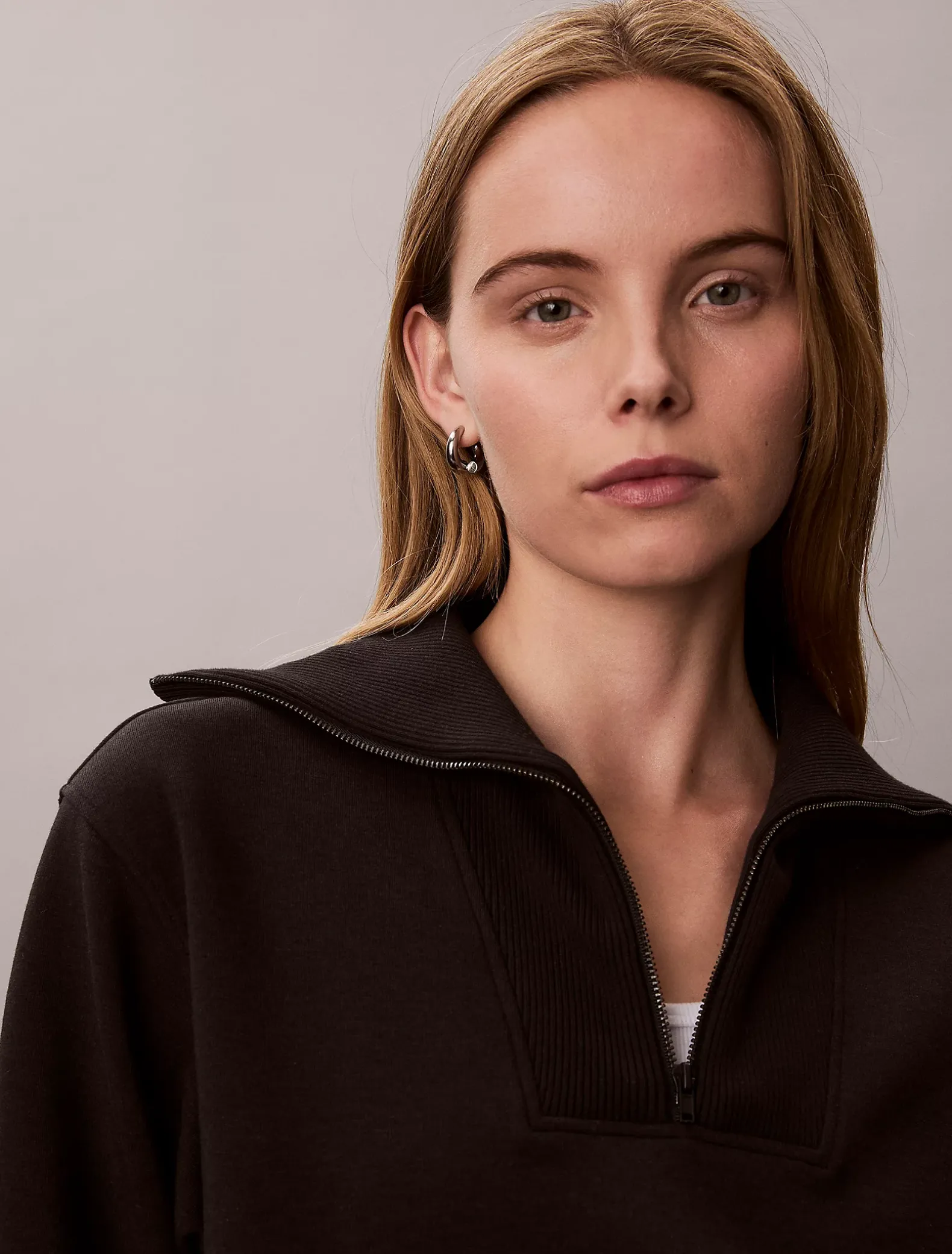 Oversized sweatshirt met ritskraag