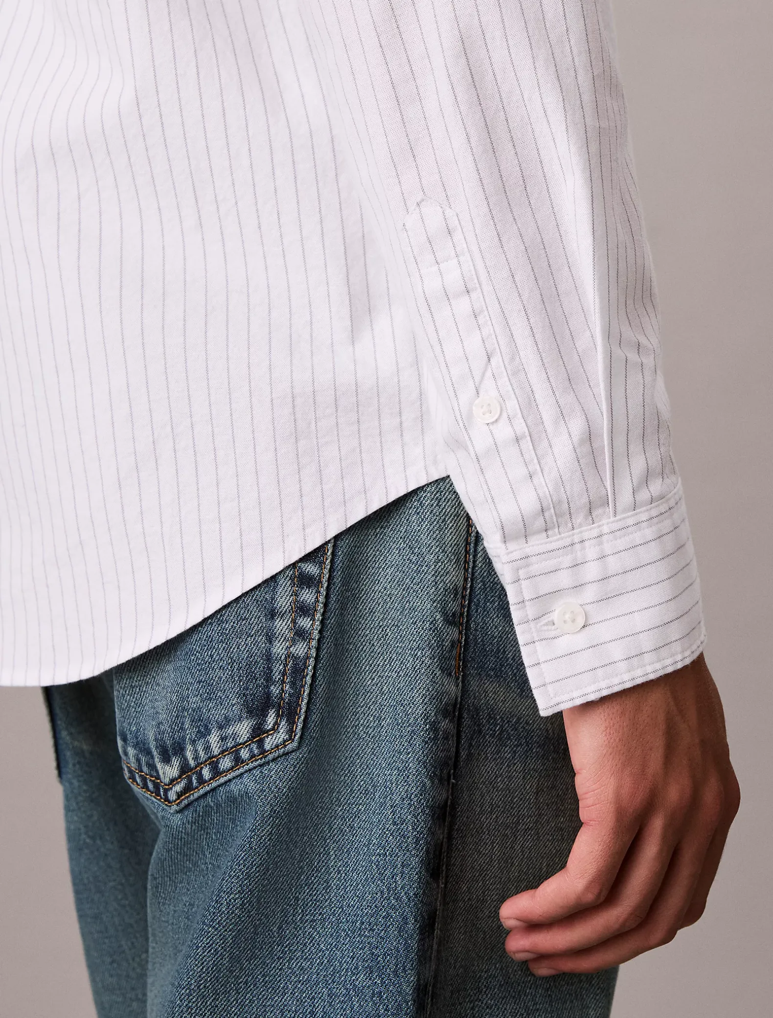 Oxford gestreept button-down overhemd
