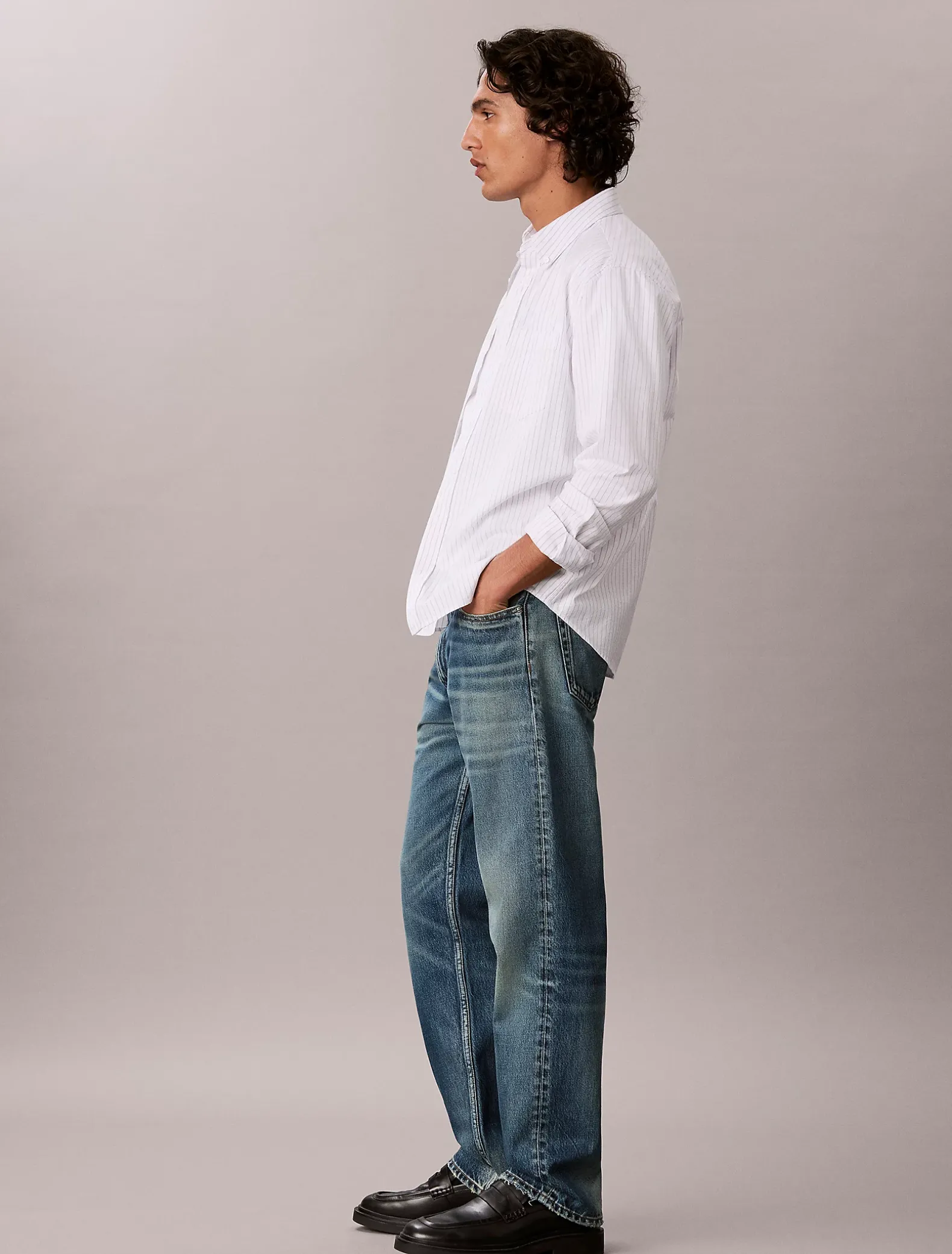 Oxford gestreept button-down overhemd