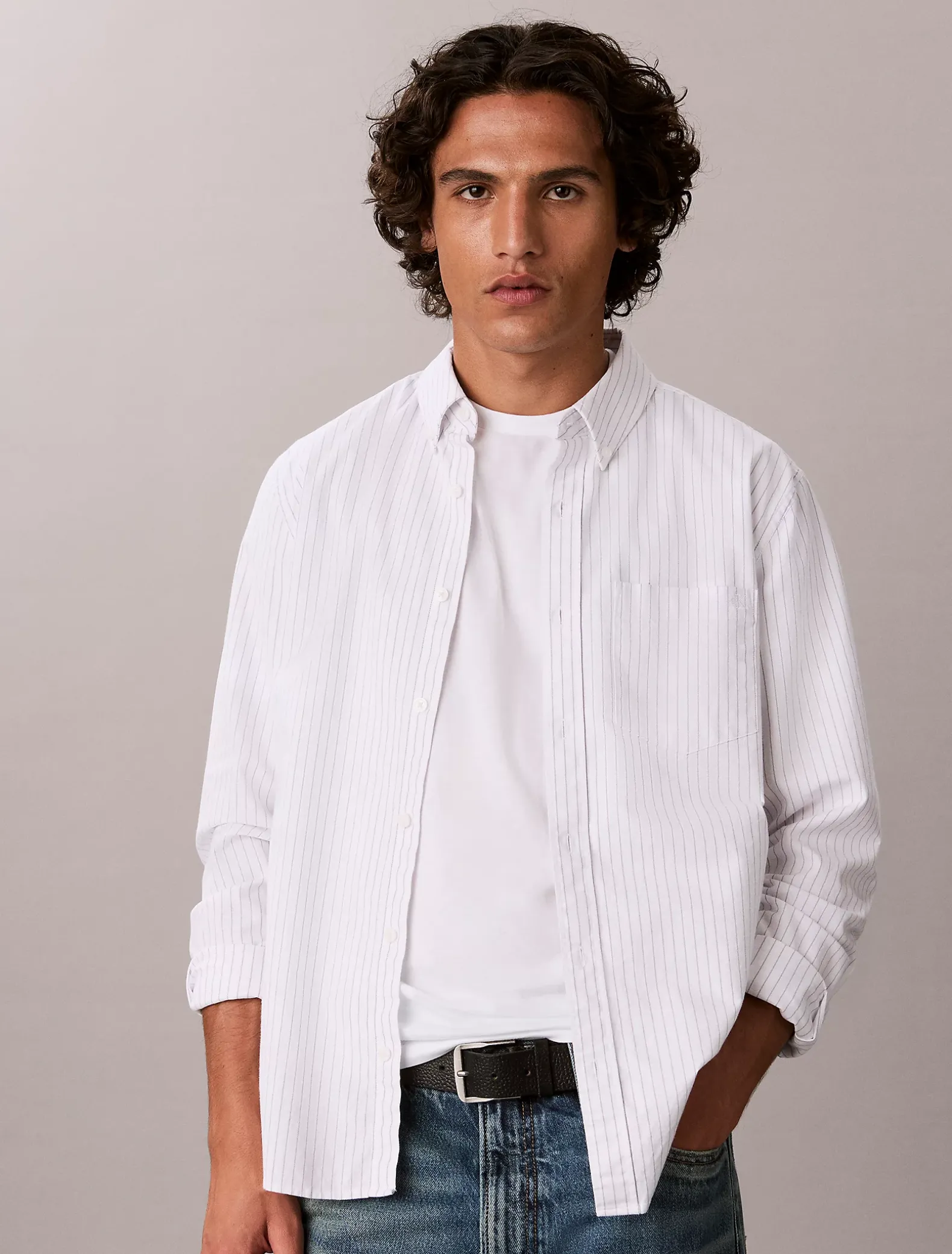 Oxford gestreept button-down overhemd