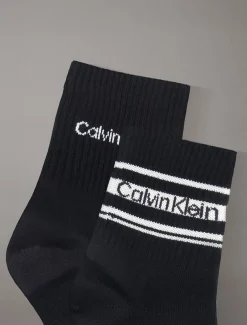 2-pack gestreepte enkelsokken met logo
