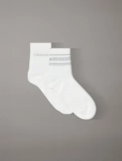 2-pack gestreepte enkelsokken met logo
