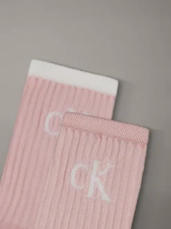 2-pack glanzende gestreepte crewsokken