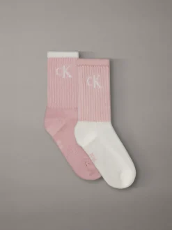 2-pack glanzende gestreepte crewsokken
