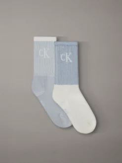 2-pack glanzende gestreepte crewsokken