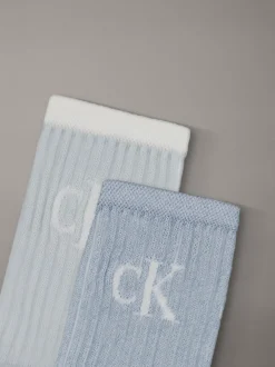 2-pack glanzende gestreepte crewsokken