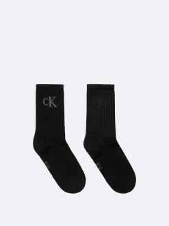 2-pack glanzende gestreepte crewsokken