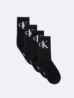4-pack zachte crewsokken met logo van gekamd katoen
