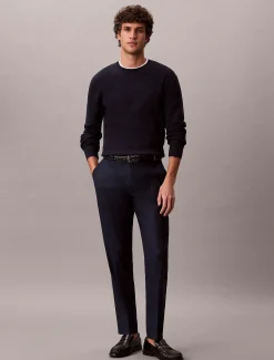 Pantalon met slim fit van linnenmix
