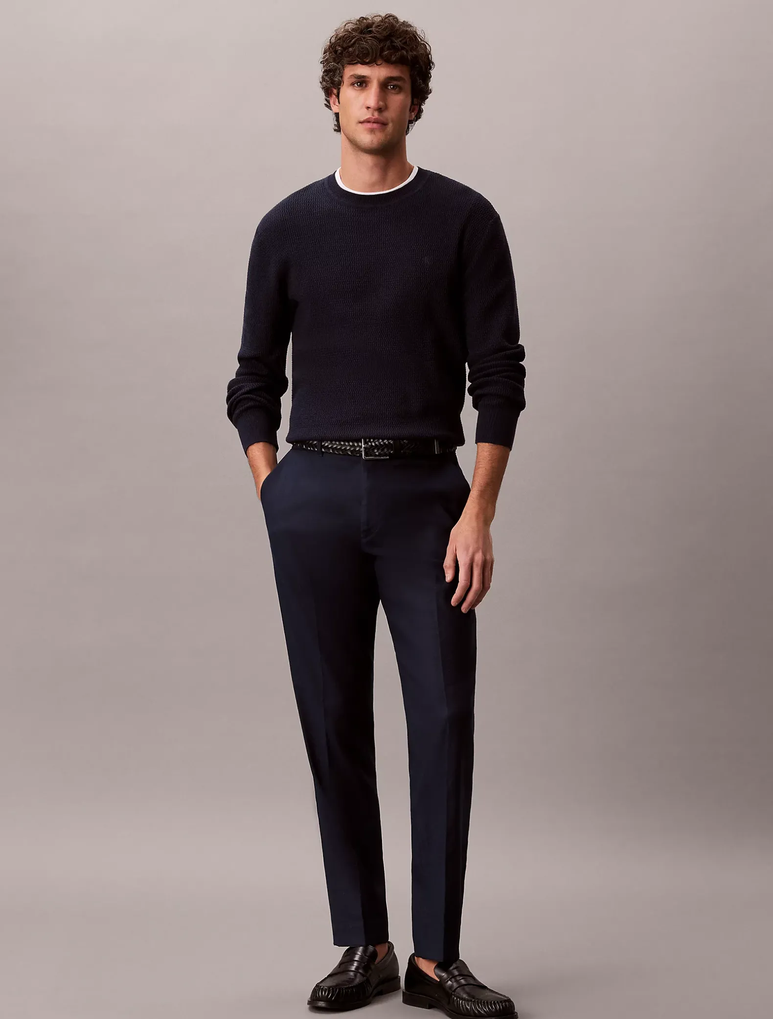 Pantalon met slim fit van linnenmix