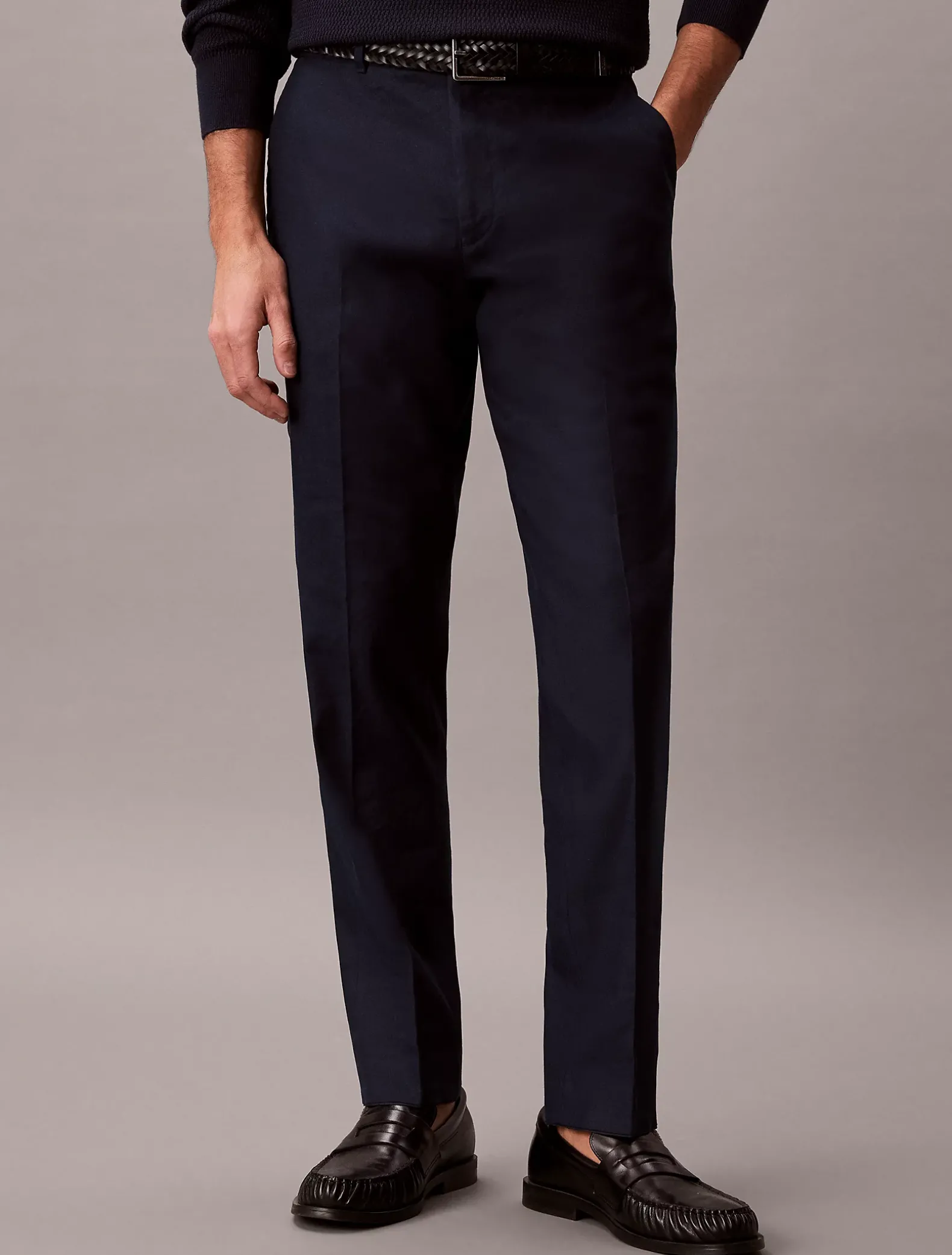 Pantalon met slim fit van linnenmix