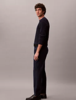 Pantalon met slim fit van linnenmix
