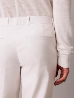 Pantalon met slim fit van linnenmix
