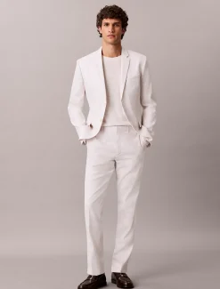 Pantalon met slim fit van linnenmix