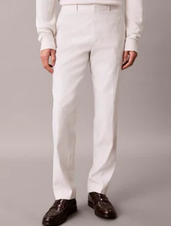 Pantalon met slim fit van linnenmix