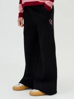 Pintuck joggingbroek met wijde pijp