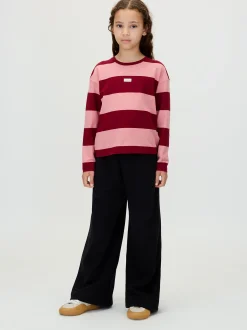 Pintuck joggingbroek met wijde pijp