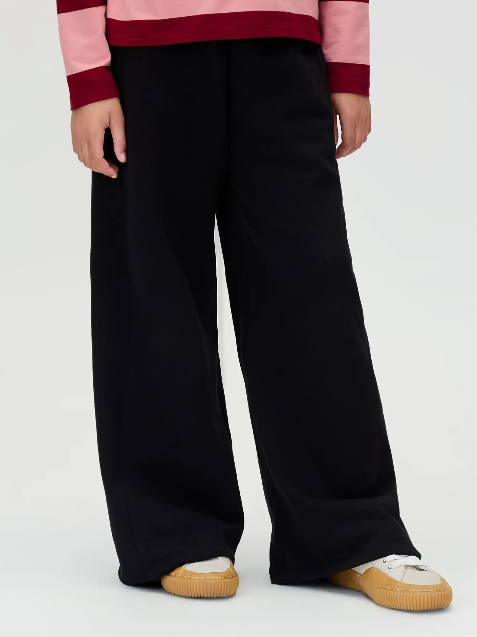 Pintuck joggingbroek met wijde pijp